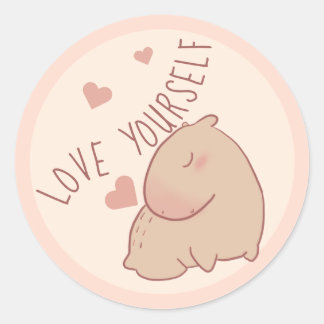 Pegatina Redonda Cute capybara kawaii