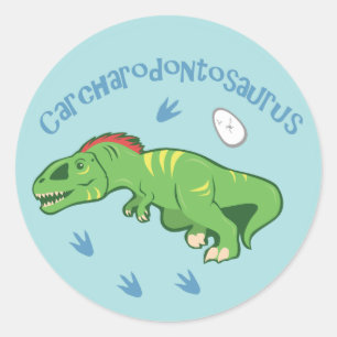 Pegatina Redonda Cute Carcharodontosaurus