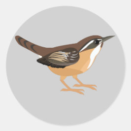 Pegatina Redonda Cute Carolina Wren