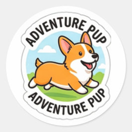 Pegatina Redonda Cute Cartoon Dog Adventure Lover Vinyl Sticker