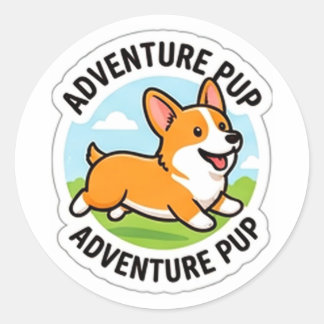Pegatina Redonda Cute Cartoon Dog Adventure Lover Vinyl Sticker