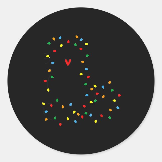 Pegatina Redonda Cute Cat Christmas Light Graphic Cat Black Mom Lov (Anverso)