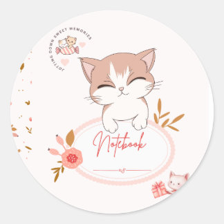Pegatina Redonda Cute cat stickers