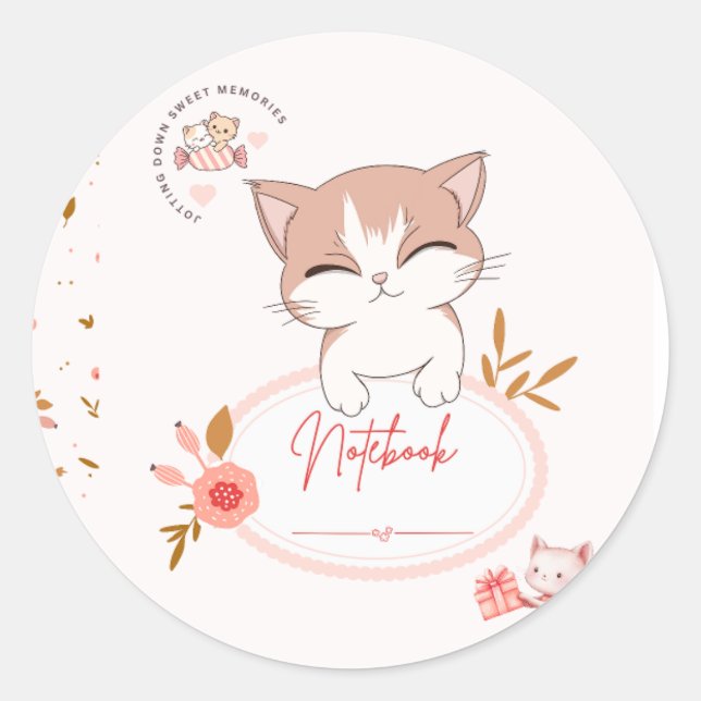 Pegatina Redonda Cute cat stickers  (Anverso)