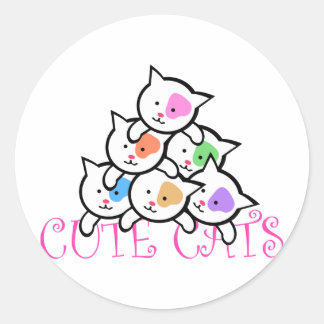 PEGATINA REDONDA CUTE CATS