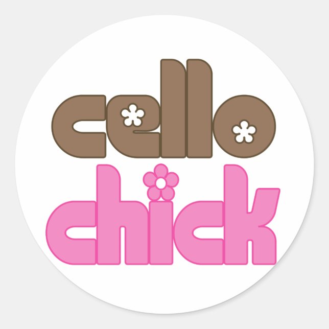 Pegatina Redonda Cute Cello Chick (Anverso)