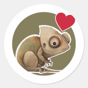 Pegatina Redonda Cute Chameleon