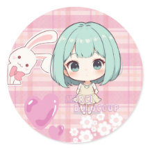 Cute Chibi Cabello Verde