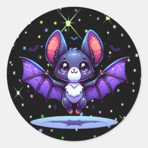Pegatina Redonda Cute Chibi Personalizado Bat Halloween