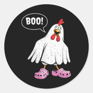 Pegatina Redonda Cute Chicken Boo con zapatos rosados divertido Hal