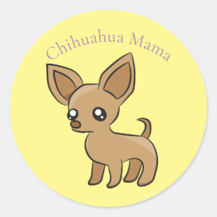 Pegatina Redonda Cute Chihuahua Mama Art Thunder_Cove