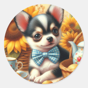 Pegatina Redonda Cute Chihuahua Puppy