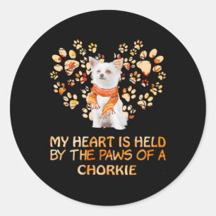 Pegatina Redonda Cute Chorkie Heart Thankding Autumn Dog Lover
