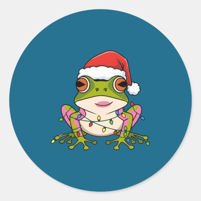 Pegatina Redonda Cute Christmas Coqui Frog _ Holiday Puerto Rican L (Anverso)