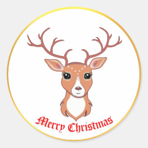 Pegatina Redonda Cute Christmas Deer Sticker