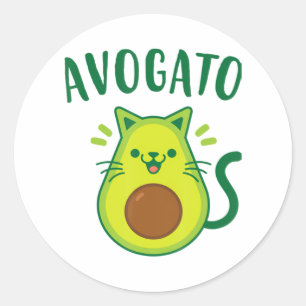 Pegatina Redonda Cute Cinco de Mayo Avogato Aguacate Gato Funny Agu