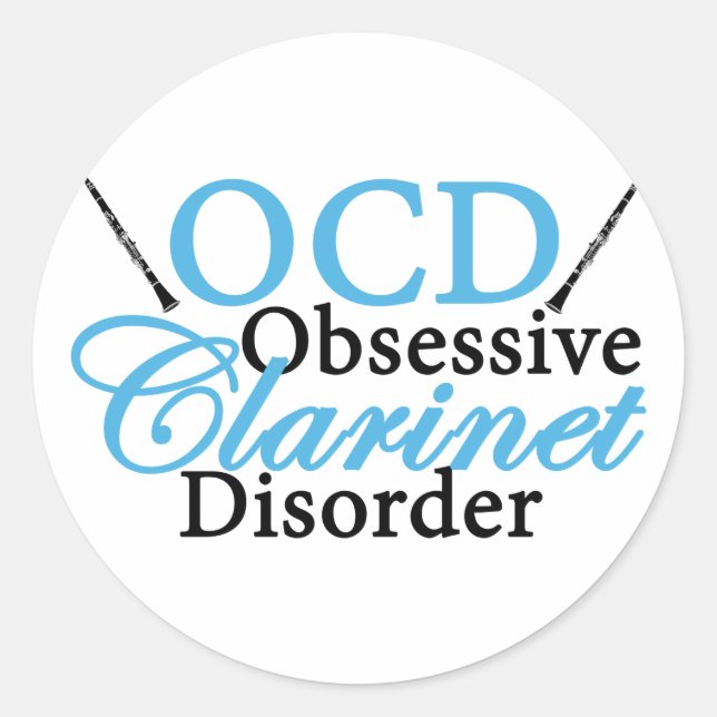 Pegatina Redonda Cute Clarinet (Anverso)