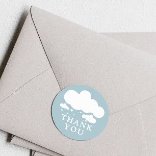 Pegatina Redonda Cute Cloud Rain Hearts Baby Shower Agradecimiento