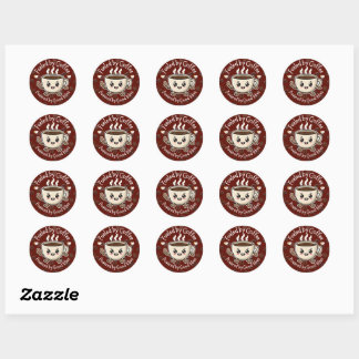 Pegatina Redonda Cute Coffee Vibes Sticker Design