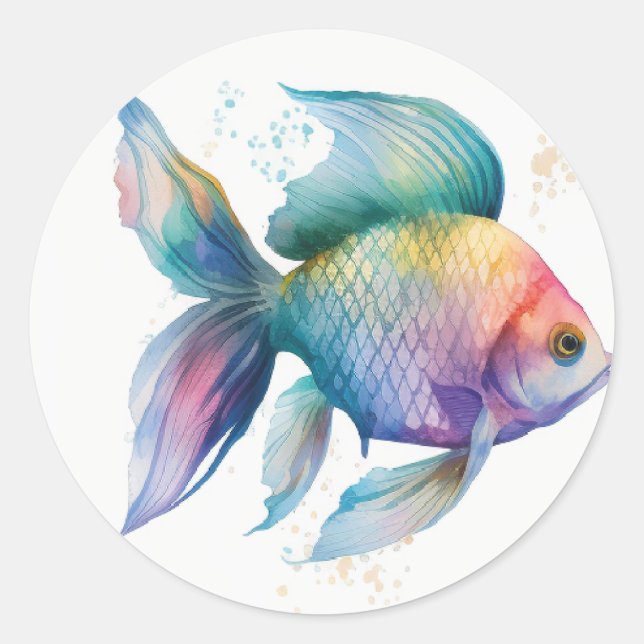 Pegatina Redonda cute colourful fish (Anverso)