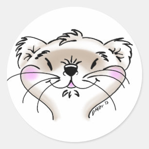 Pegatina Redonda Cute Comic Ferret Face