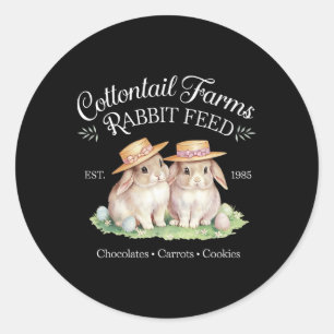 Pegatina Redonda Cute Coquette Easter Cottontail Farms Bunny Mujere