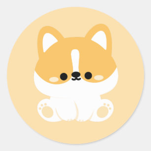 Pegatina Redonda Cute Corgi