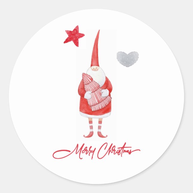 Pegatina Redonda Cute Country Santa Christmas Sticker (Anverso)