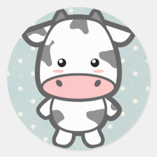 Pegatina Redonda Cute Cow