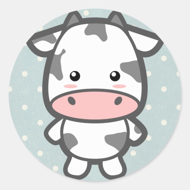Pegatina Redonda Cute Cow (Anverso)