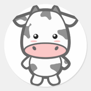 Pegatina Redonda Cute Cow