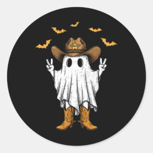 Pegatina Redonda Cute Cowboy Ghost Sheriff Peace Funny Halloween Me