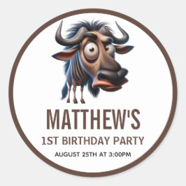 Pegatina Redonda Cute Crazy Cheetah Farm Theme 1st Birthday