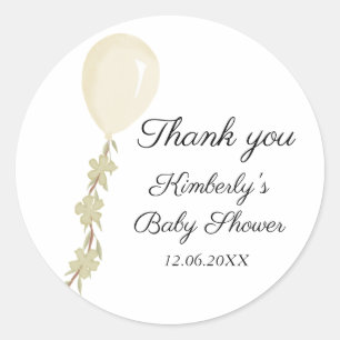 Pegatina Redonda Cute Cream Balloon Baby Shower