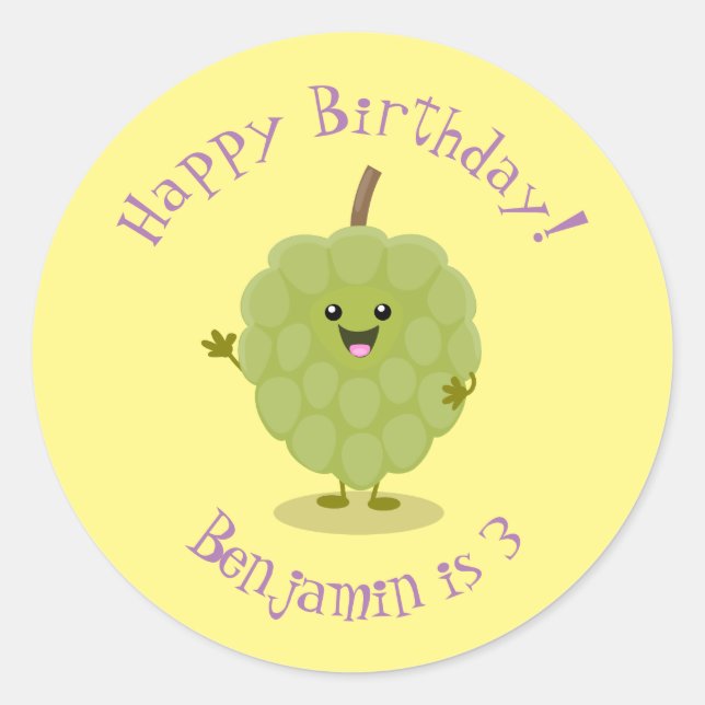 Pegatina Redonda Cute crema crema de manzana cherimoya personalizad (Anverso)