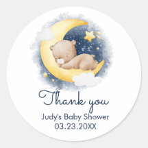 Cute Crescent Moon Teddy Bear Baby Shower