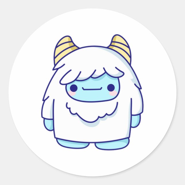 Pegatina Redonda Cute Cryptid Yeti (Anverso)