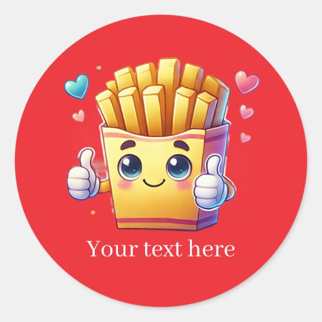 Pegatina Redonda Cute customizable business French fries (Anverso)