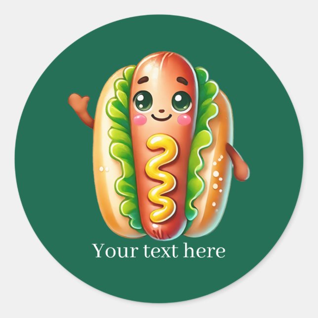 Pegatina Redonda Cute customizable business hotdog (Anverso)