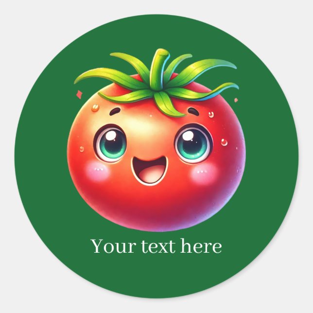 Pegatina Redonda Cute customizable business tomato (Anverso)