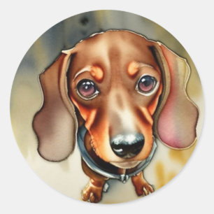 Pegatina Redonda Cute Dachshund, pegatinas redondos