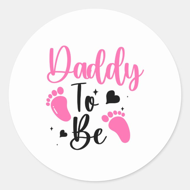 Pegatina Redonda Cute Daddy-to-be word art  (Anverso)