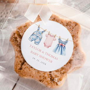 Pegatina Redonda Cute Denim Blue Jean Chica