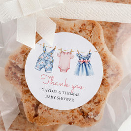 Pegatina Redonda Cute Denim Blue Jean Chica Gracias