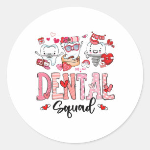Pegatina Redonda Cute Dental Squad feliz Día de San Valentín
