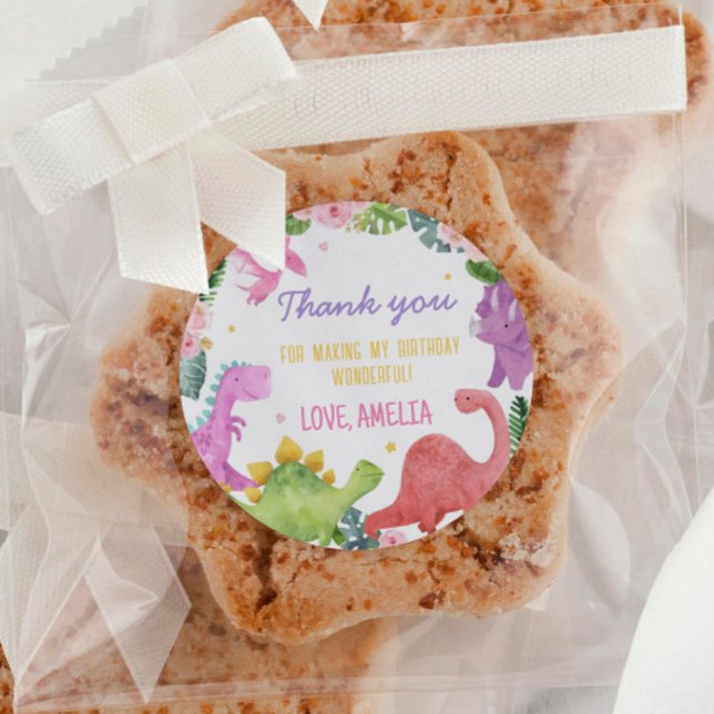 Pegatina Redonda Cute Dinosaur Labs Birthday Baby Shower (Subido por el creador)