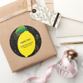 Pegatina Redonda Cute Divertido amarillo Lemon Gold Purpurinas Baby