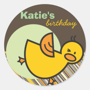 Pegatina Redonda Cute Divertido Duckies Niños Fiesta de Cumpleaños
