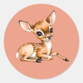 Pegatina Redonda Cute Doe Chilling Out, Deer Lover Gift,