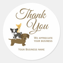 Pegatina Redonda Cute Dog Business Gracias